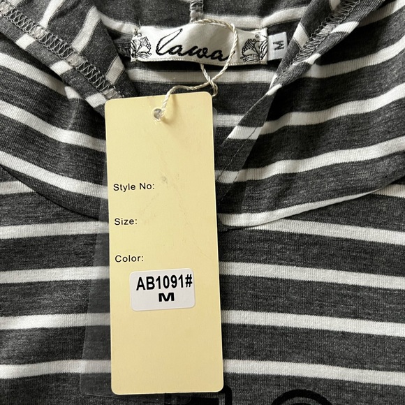 NWT Lawa Women’s Striped Long Sleeve Hooded Super Mini Dress with Pockets - Picture 7 of 13